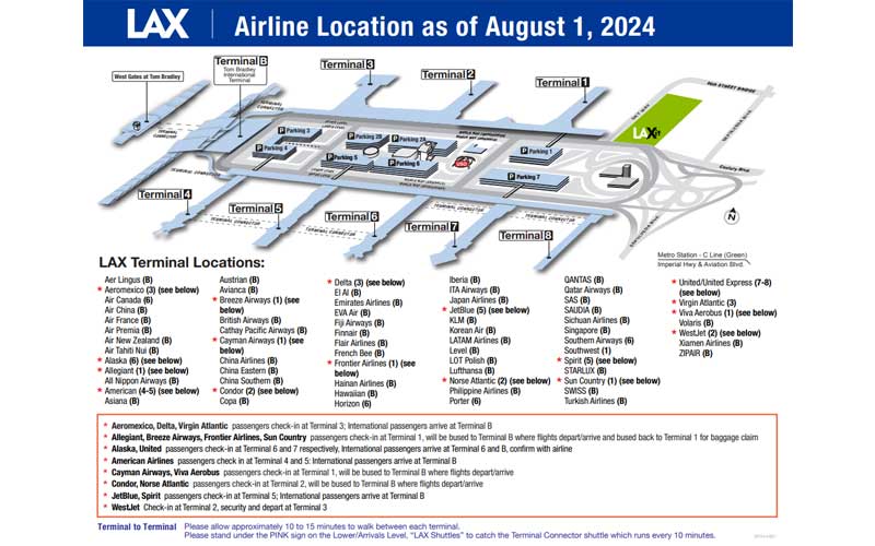 ロサンゼルス空港　エアラインマップ