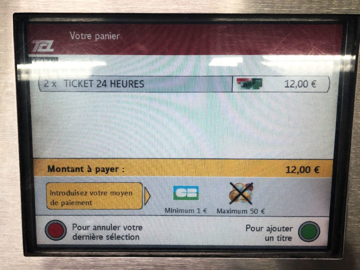 Confirmation screen for the selected ticket.