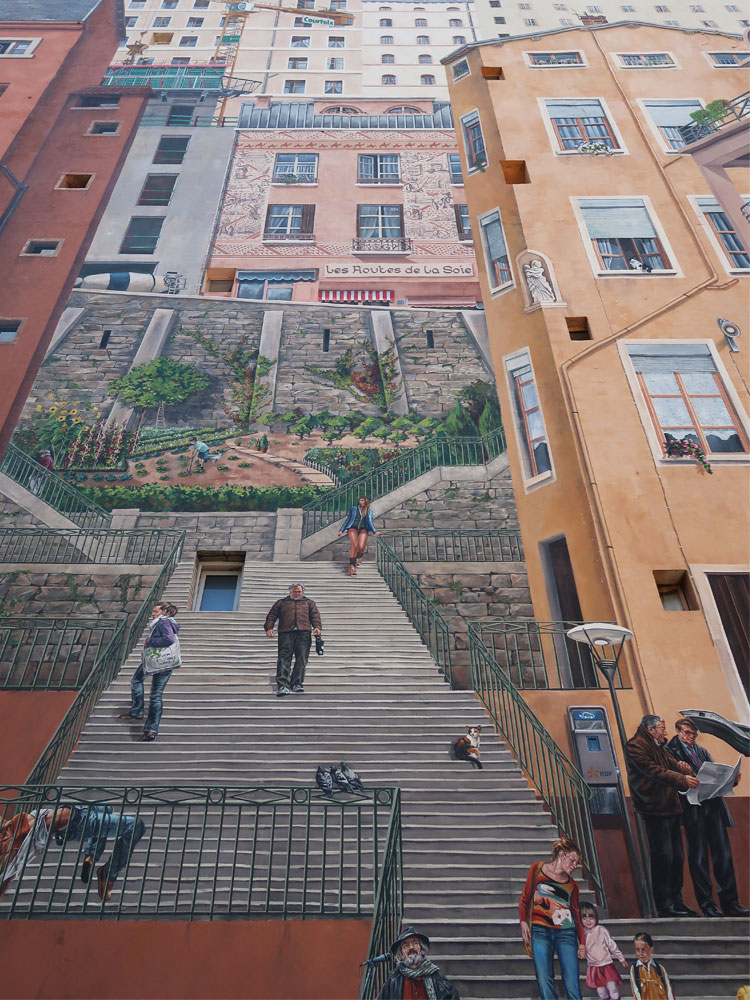 The staircase depicted in the centre of the building is enlarged.