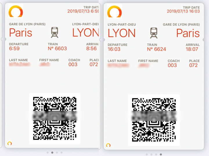 Here is the e-ticket between Paris and Lyon.