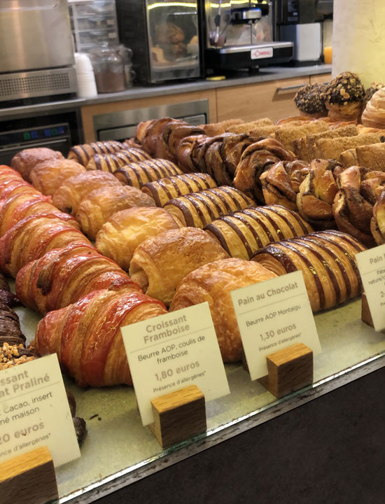 Croissants are on display.