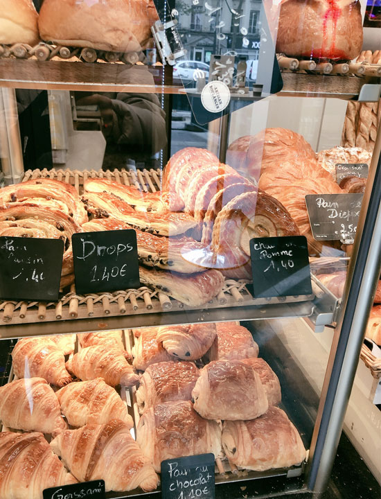 Croissants in the showcase.