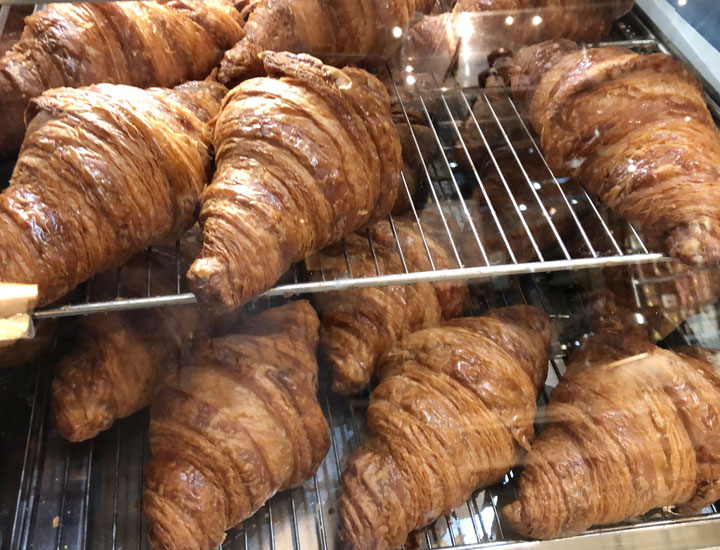 Croissants on display.