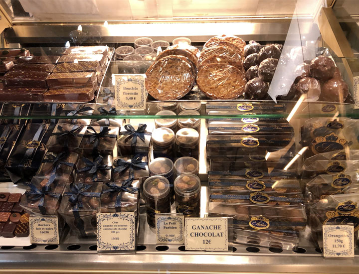 Chocolate on display.