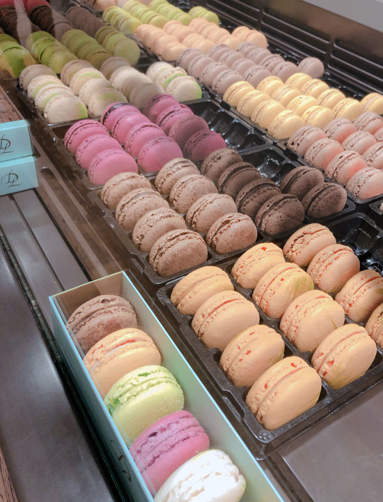 Macaroons in the showcase.