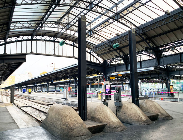 Station platforms.