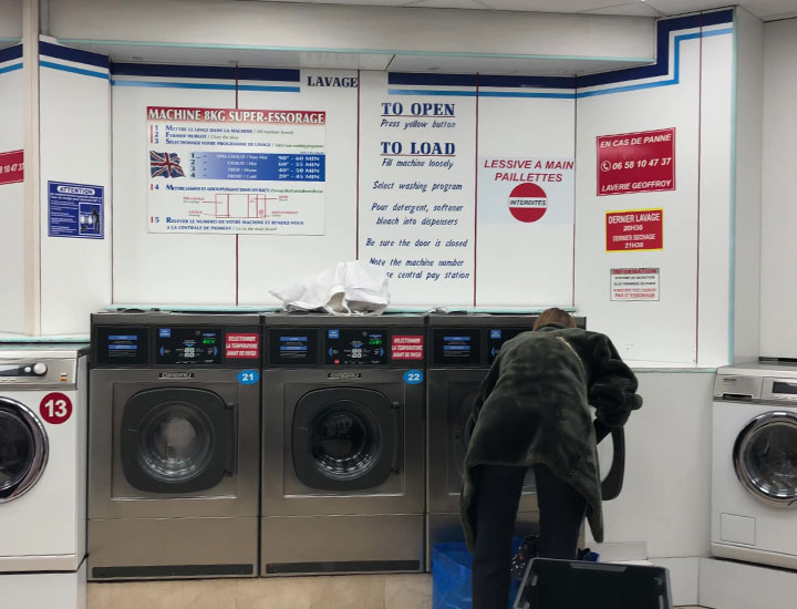 A view of a laundromat in Paris.
