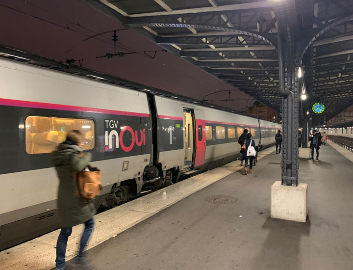 This TGV is parked on the platform.