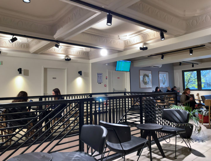 This is a view of the interior of a Starbucks Coffee shop.