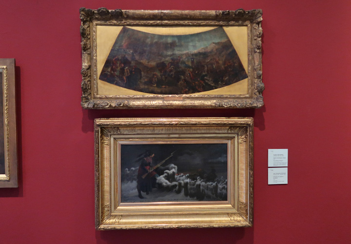 Eugène Delacroix Attila envahissant l'Italie (1851)　（上） Episode de la guerre de 1814 (1870)　（下）　Théophile Schuler（1821-1878）