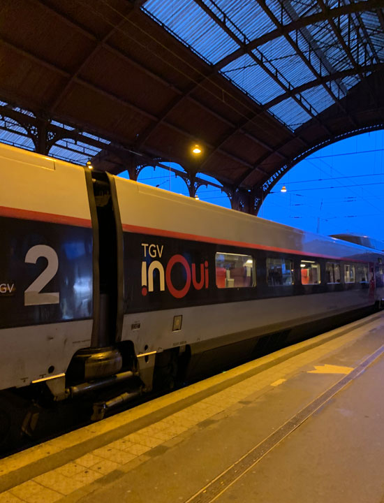 TGV stopping at Strasbourg station.