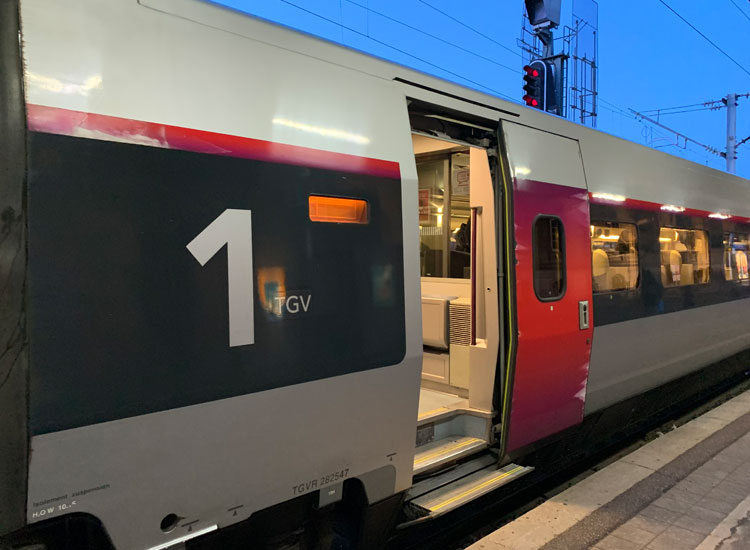 TGV stopping at Strasbourg station.