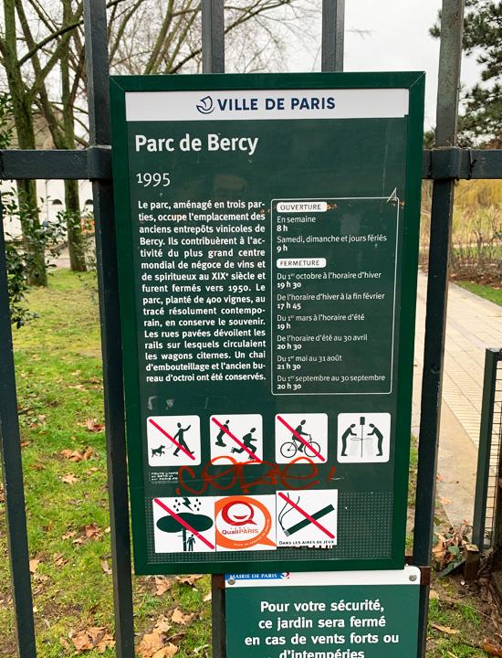 Parc de Bercyの入り口です。