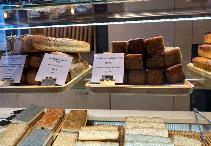 Lots of bread in the showcase.