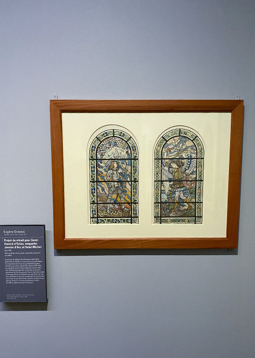  Projet de vitrail pour Saint-Honoré d'Eylau, maquette: Jeanne-d'Arc et Saint-MIchel