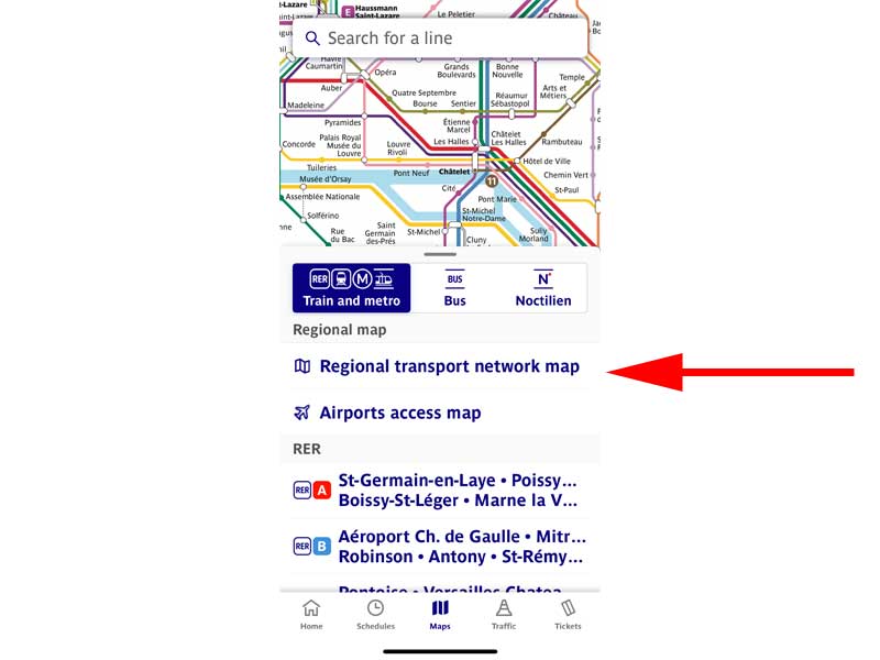 「Regional transport network map」をタップします。