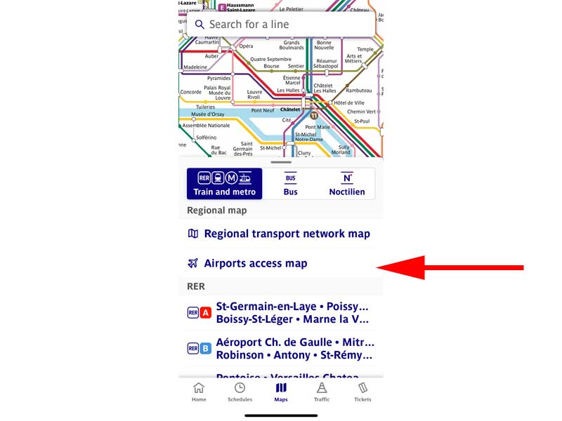 「Airports access map」をタップします