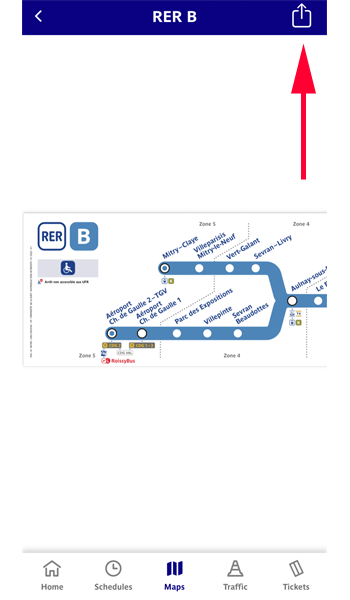 RER B線の路線図が表示されました。