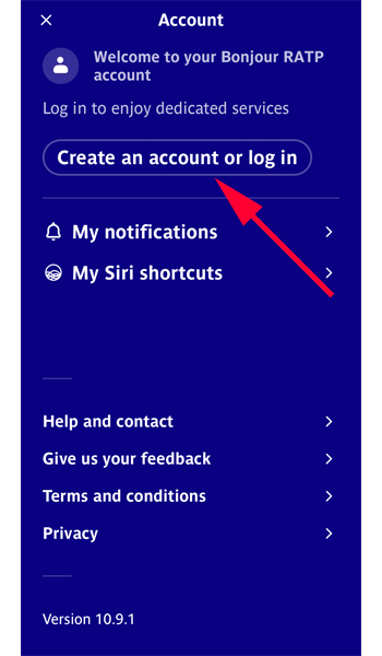 「Create an account or log in」をタップします。
