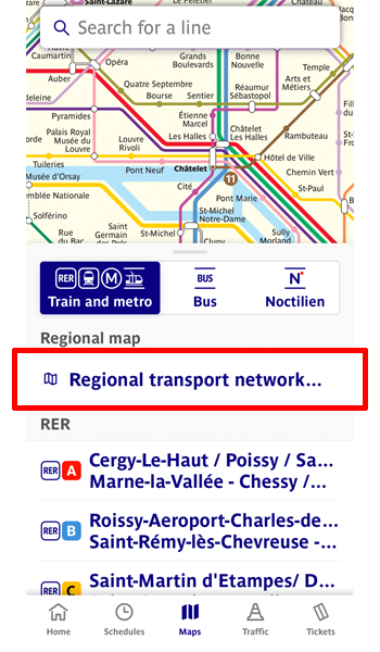 「Regional transport network」をタップします。
