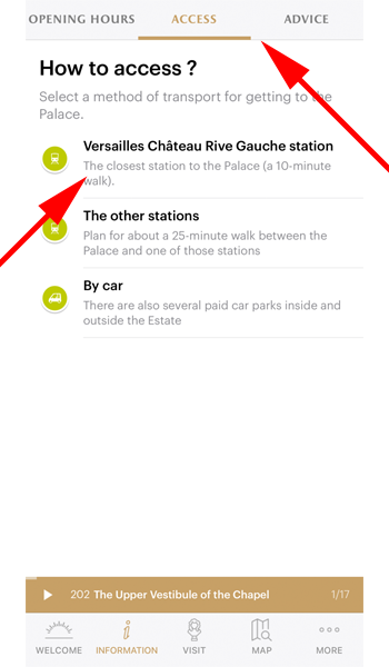 「Versailles Château Rive Gauche station」をタップします。